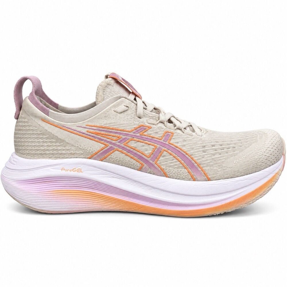 ASICS Gel Nimbus 27 Womens 11 Cream Pink Orange Running Shoes 1012B753